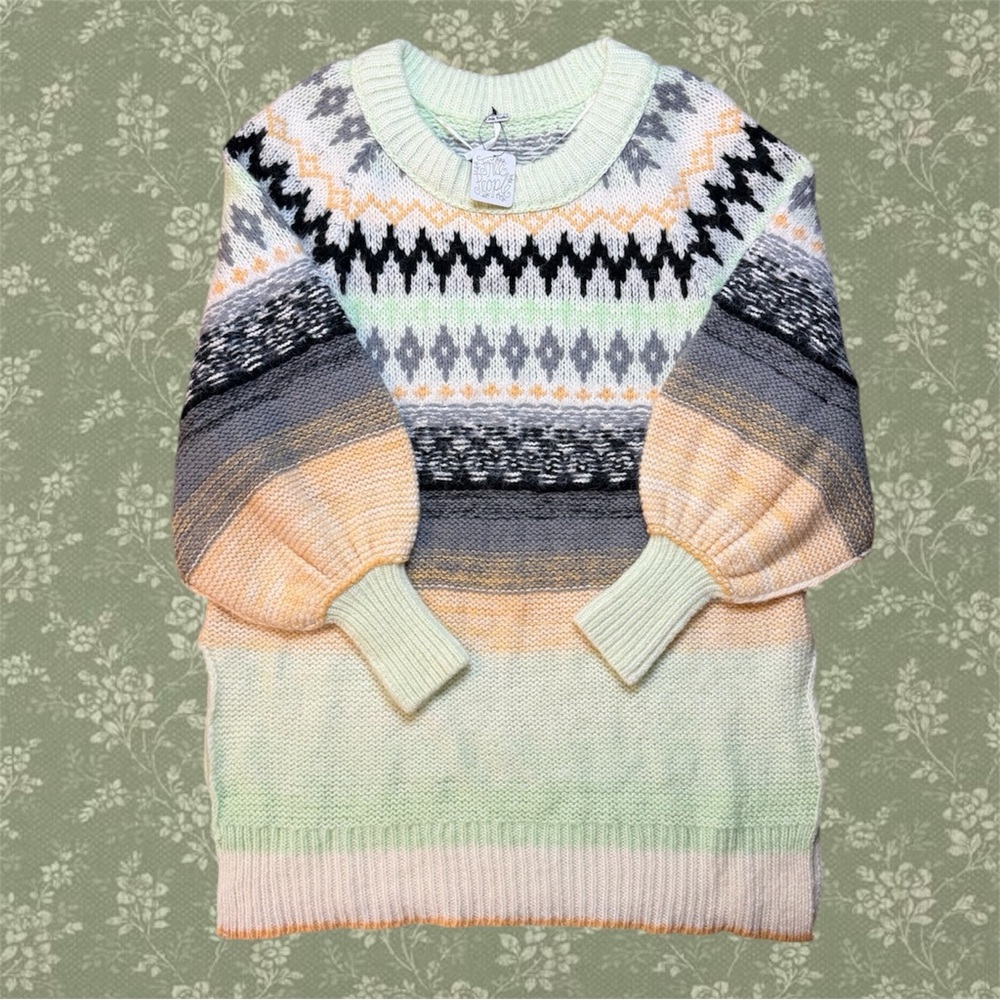 Free People Frozen Forest Oversized Knit Sweater